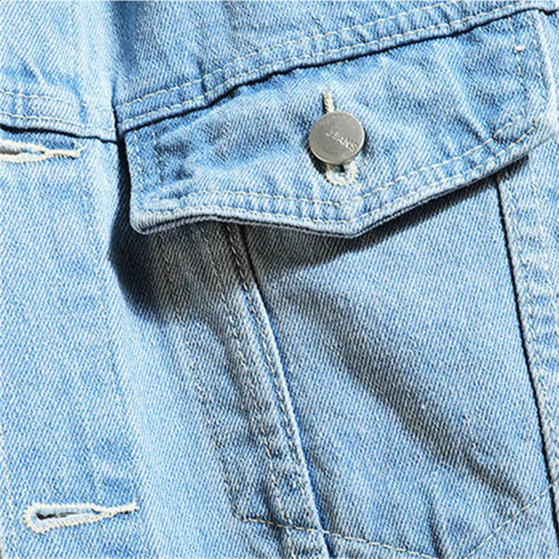 Denim Jacket Men Hooded Casual Jean Jackets Streetwear Solid Color Turn Down Collar Coats Jacktes Hat Detachable 240802