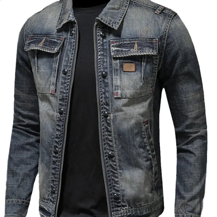 Spring and summer denim jacket mens boutique zipper fashion lapel clothing casual ultrathin 240819