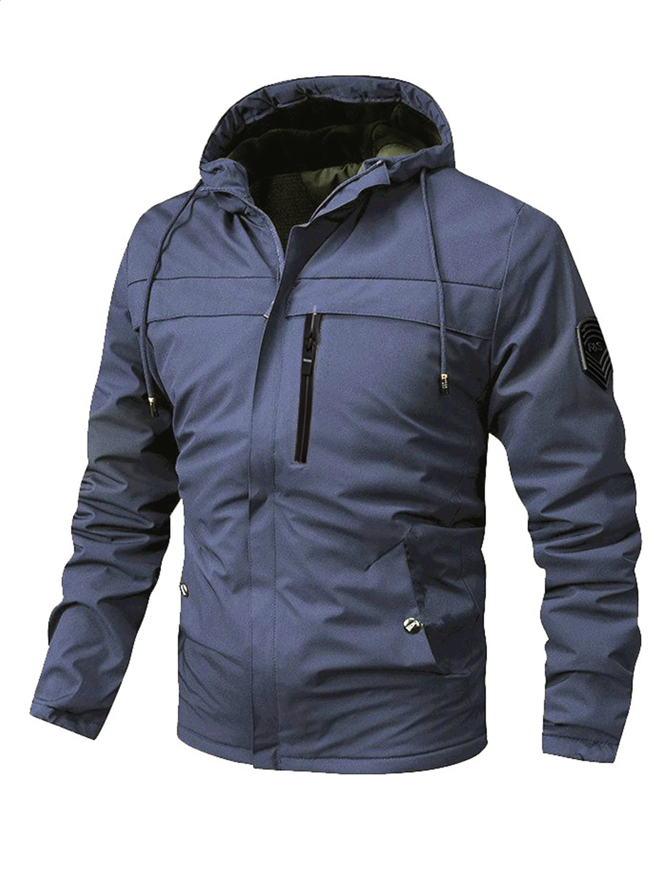 Autumn Windbreaker Jacket for Men Solid Color Zipper Hooded in Outerwears Fashion Casual Outdoor Mens Jackets 240802