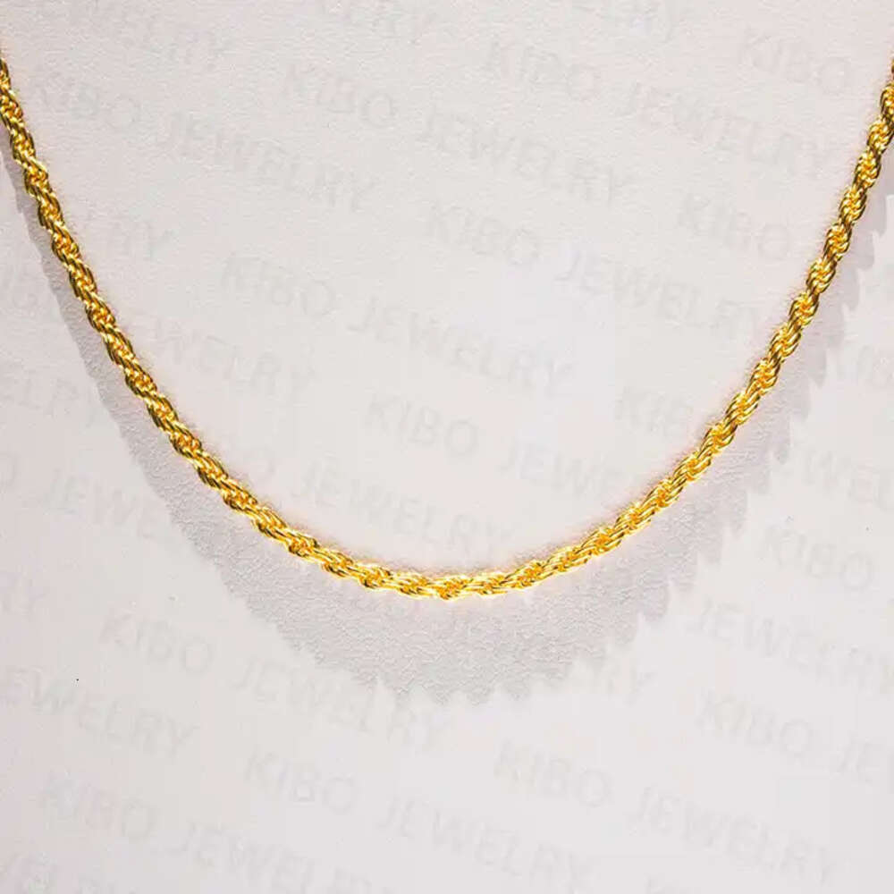 Wholesale Pure Gold Filled Real Solid 24k Solid Gold for Men Simple Style Rope Link Chains for Mens Hip Hop Necklace