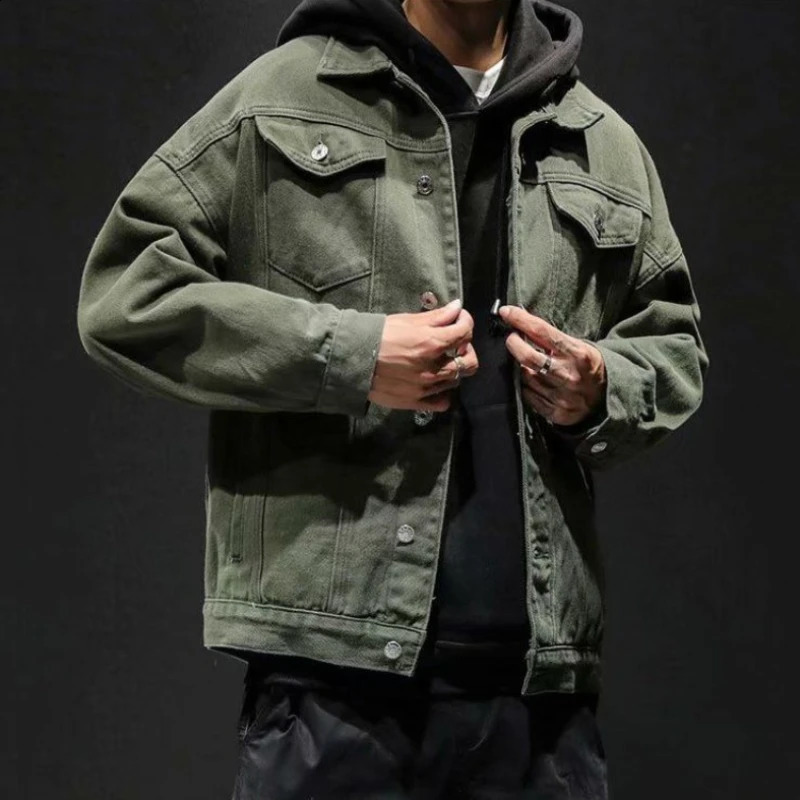 Mens Denim Jacket Autumn Male Jean Coats Black Cargo Big Size Menswear Korea High Quality Trendy Large Fast Delvery Outwear Y2k 240802