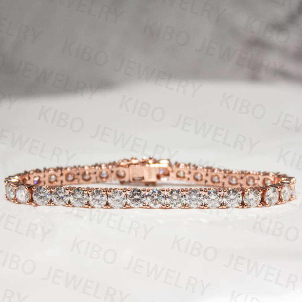 4mm Shiny Hip Hop Jewelry Iced Out 10k Real Solid Gold Chain Round Cut Lab Grown Diamond Chain Tennis Bracelet