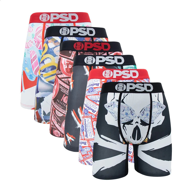 6Pcs Fashion Print Men Underwear Boxer Cueca Male Panty Lingerie Underpants Boxershorts Sexy SXXL 240719