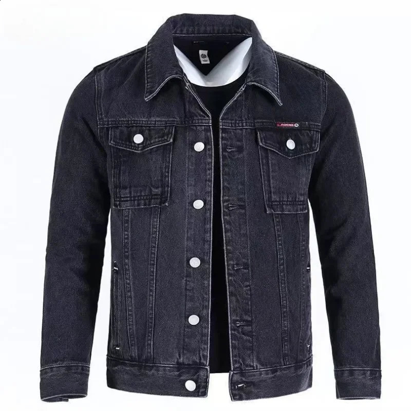 Mens denim jacket with padding wool mens jeans Coats elastic black warm wide shoulders a and fashionable piece 240824