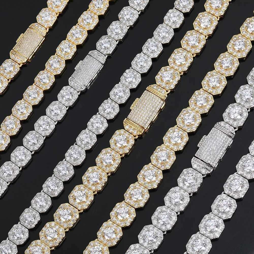 Fashion 3a+ Cz Cubic Zirconia Round Shape Dias Copper Cuban Chain for Hiphop Jewelry