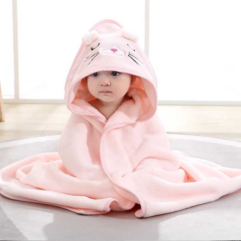 80x80cm Newborn Wrap Blanket Baby Soft Warm Cloak Blanket Children Bath Towel Infant Swaddle Coral Fleece Blanket For 0-12 MonthXJ240822