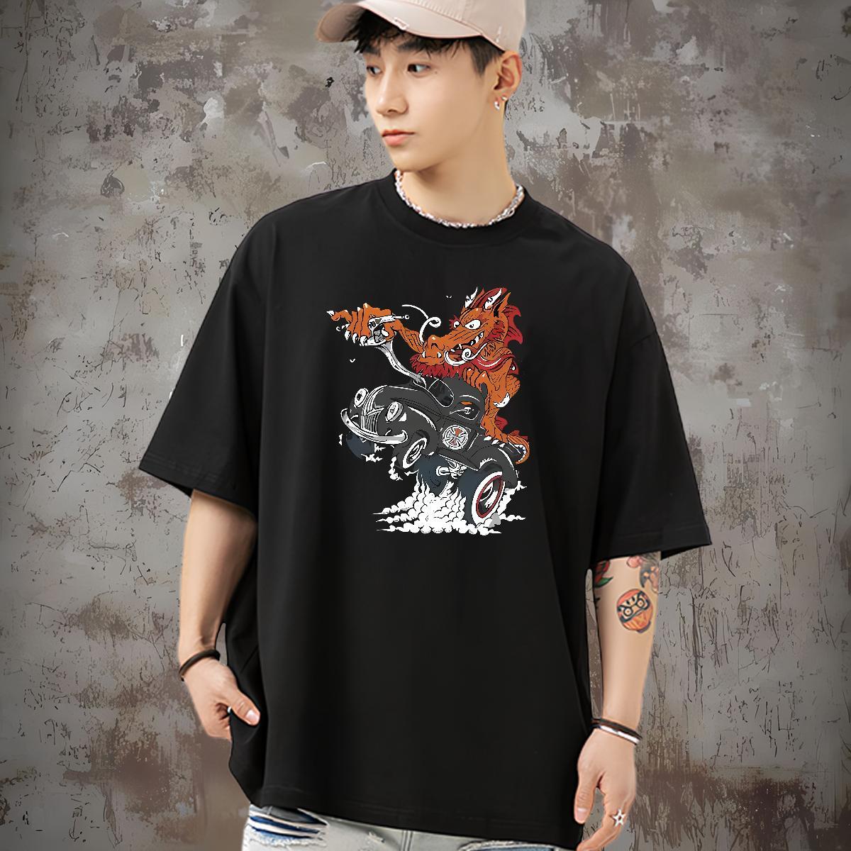 New Arrival T-Shirts for Men Tops Shirt 230g Cotton Summer Casual Loose DIY Logo Oversized Short Sleeve O-Neck Couples T Shirts