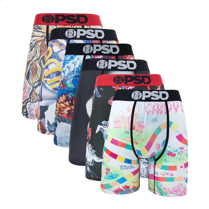 6Pcs Fashion Print Men Underwear Boxer Cueca Male Panty Lingerie Underpants Boxershorts Sexy SXXL 240719