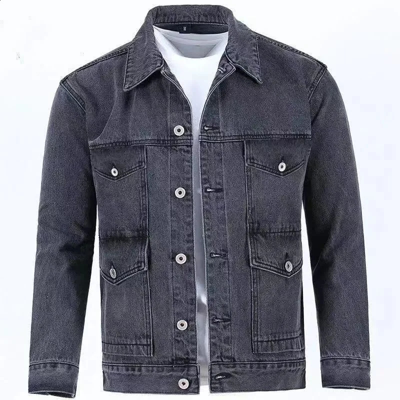 Spring and Autumn Fashion Trend Solid Color Denim Jacket Mens Casual Loose Comfortable Large Size High Quality Coat 240802