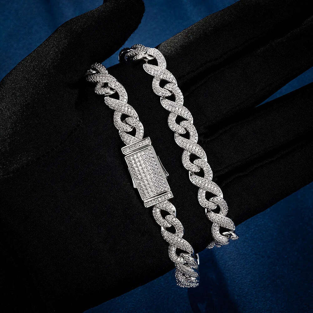 Fashion Design Wide Iced Out Moissanite Diamond Silver Cuban Link Chain Necklace Available at Wholesale Price