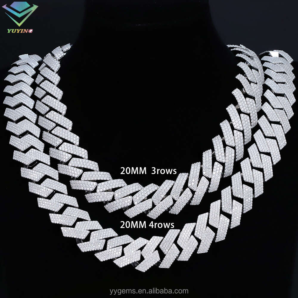 3rows 4rows 16mm 20mm Fine Jewelry S Sier Ice Out Moissanite Cuban k Chain Mans Hip Hop Necklace