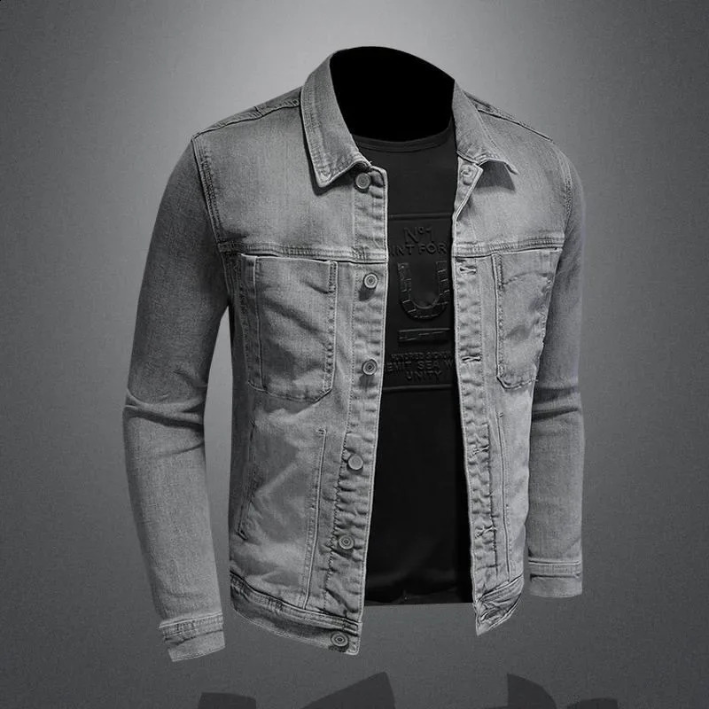 SpringSummer Classic Solid Color Retro Cowboy Jacket Mens Casual Loose Comfortable High Quality Coat 240824
