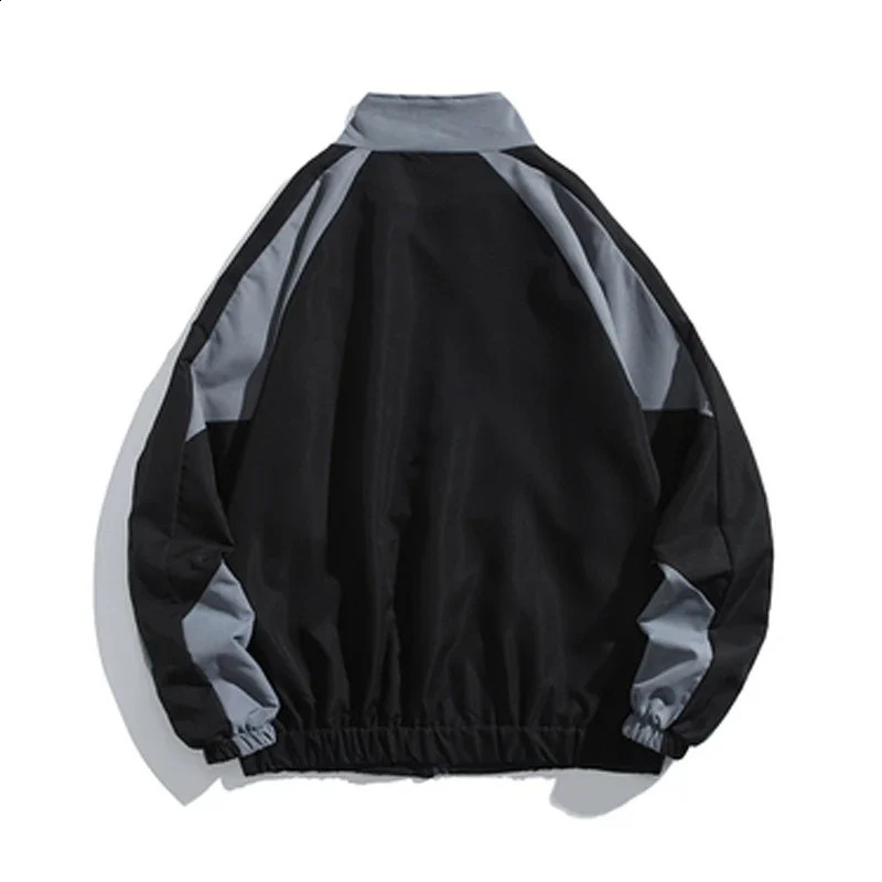 Japanese colored vertical collar mens jacket Harajuku fashion loose casual baseball set couple high street oversized 240812