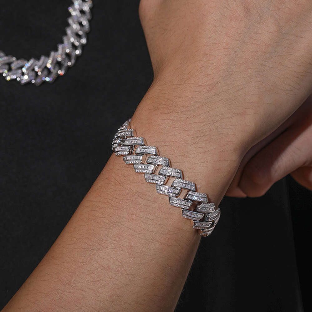 Best Price 16mm Baguette Chain D-vvs Moissanite Diamond 925 Sterling Silver Hip Hop Cuban Chain for Man