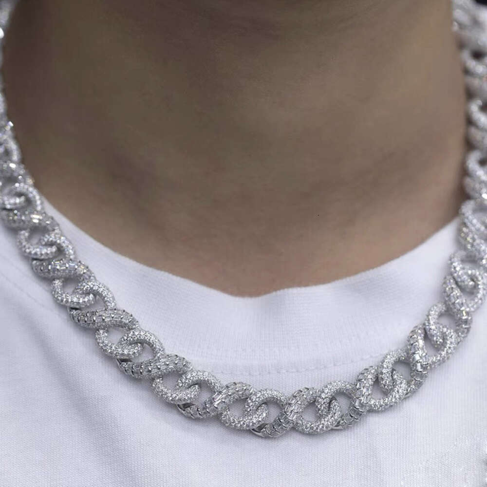 with Gra Customized Fashion Chain Gold Plated Sterling Silver Vvs Moissanite Diamond Iced Out Cuban Chain Links for Rapper Gift