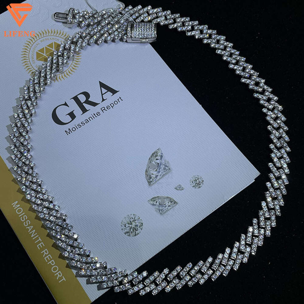 Fashion Style Hip Hop Chain Cuban 925 Silver Ice Out d Color Vvs Moissanite Diamond Cuban Link Chain
