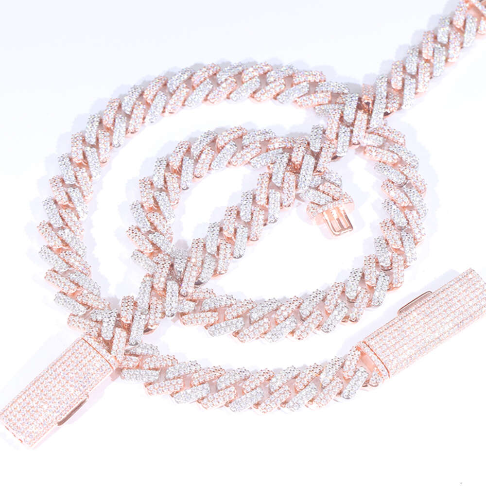 Rts 10mm 12mm Wide 2 Color Necklace and Bracelet Vvs 2rows Moissanite with Gra Certificate Sterling Silver Cuban Link Chain
