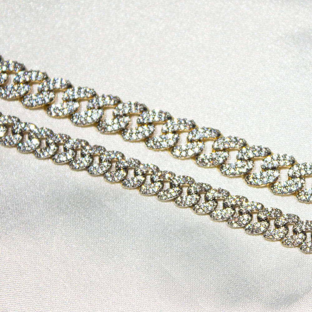 Hip Hop Jewelry 925 Sterling Silver 8mm Width Vvs Moissanite Diamond Chain Iced Out Moissanite Cuban Link Chain