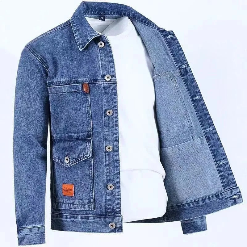 Spring and Autumn Fashion Trend Solid Color Denim Jacket Mens Casual Loose Comfortable Large Size High Quality Coat 240802