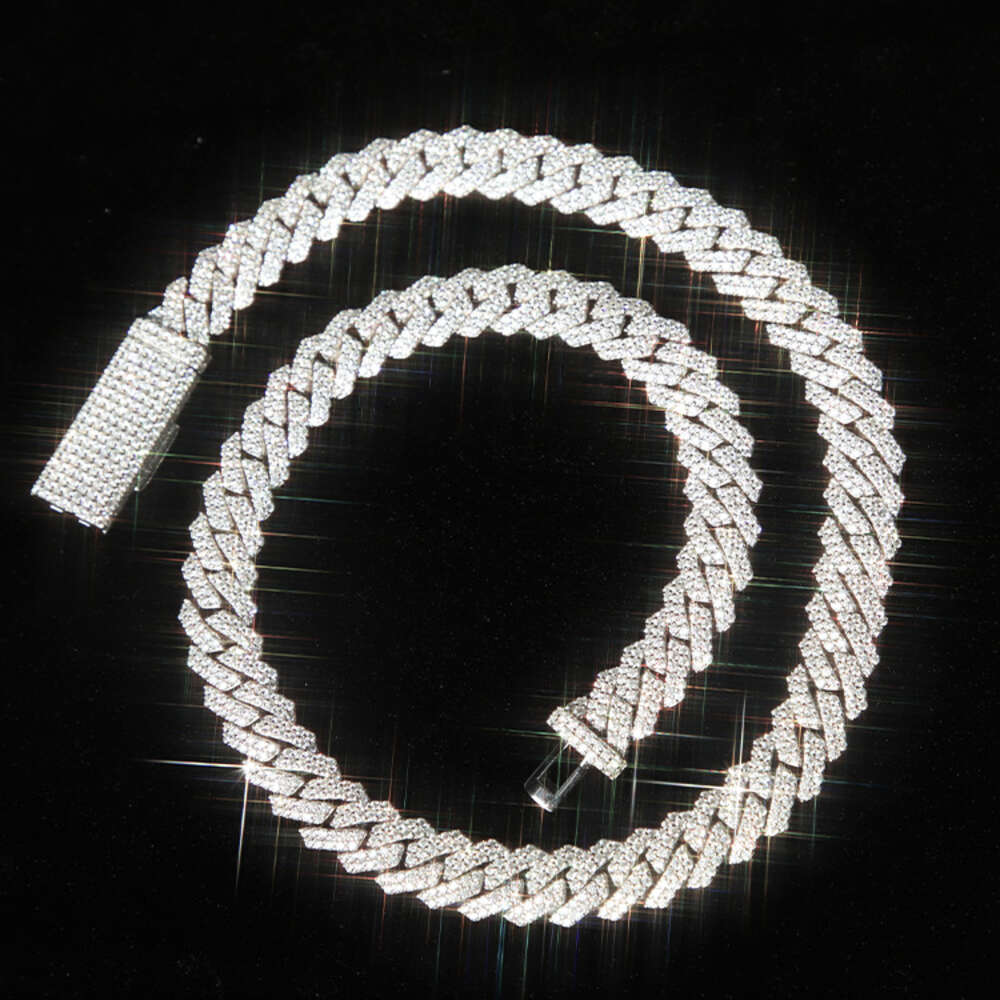 Rts 2 Rows Vvs Diamond Cuban Chain Men Women Hip Hop Fine Jewelry Necklace Bracelet Gra d Moissanite 925 Silver Gold Plated