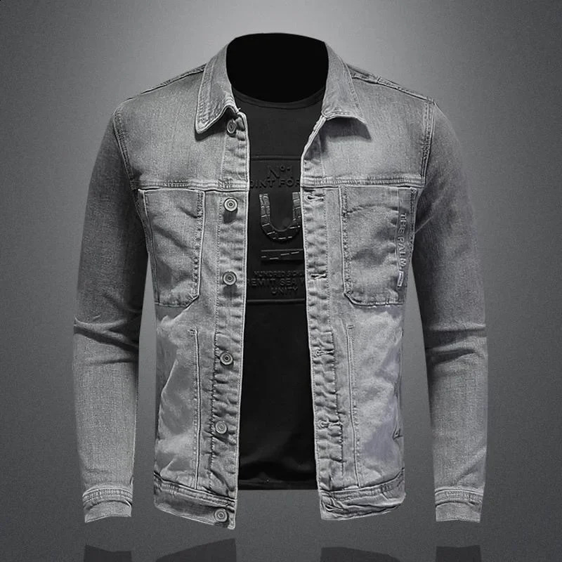 SpringSummer Classic Solid Color Retro Cowboy Jacket Mens Casual Loose Comfortable High Quality Coat 240824