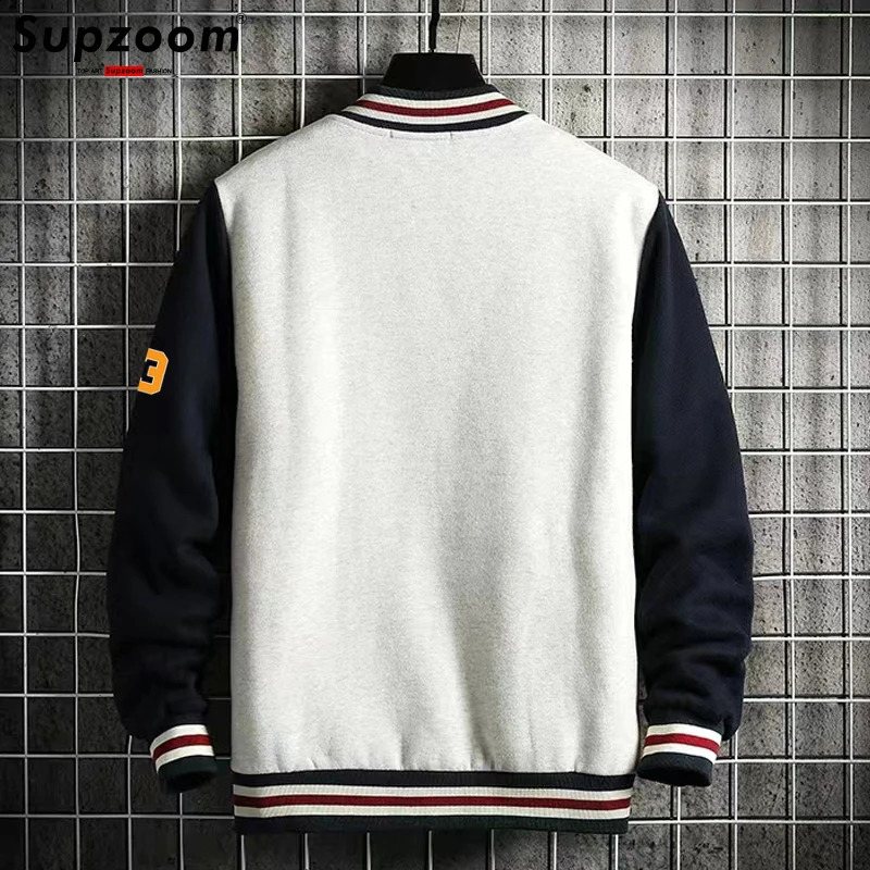 Supzoom ly arrived with ribbed sleeves cotton top single chest casual bomber baseball jacket loose cardigan 240827