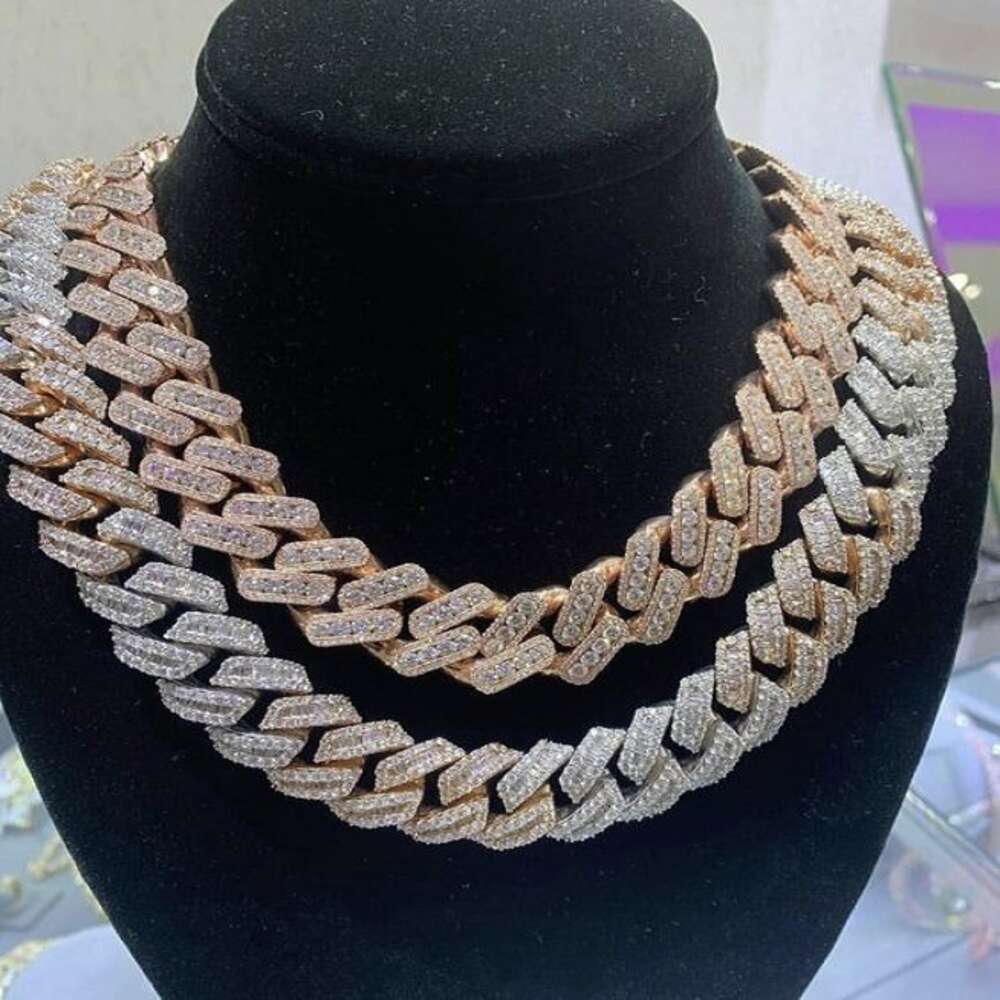 Hip Hop Women Men 14k Gold Sterg Sier Accessories Dia Fine Jewelry Cuban k Chain Moissanite Necklace