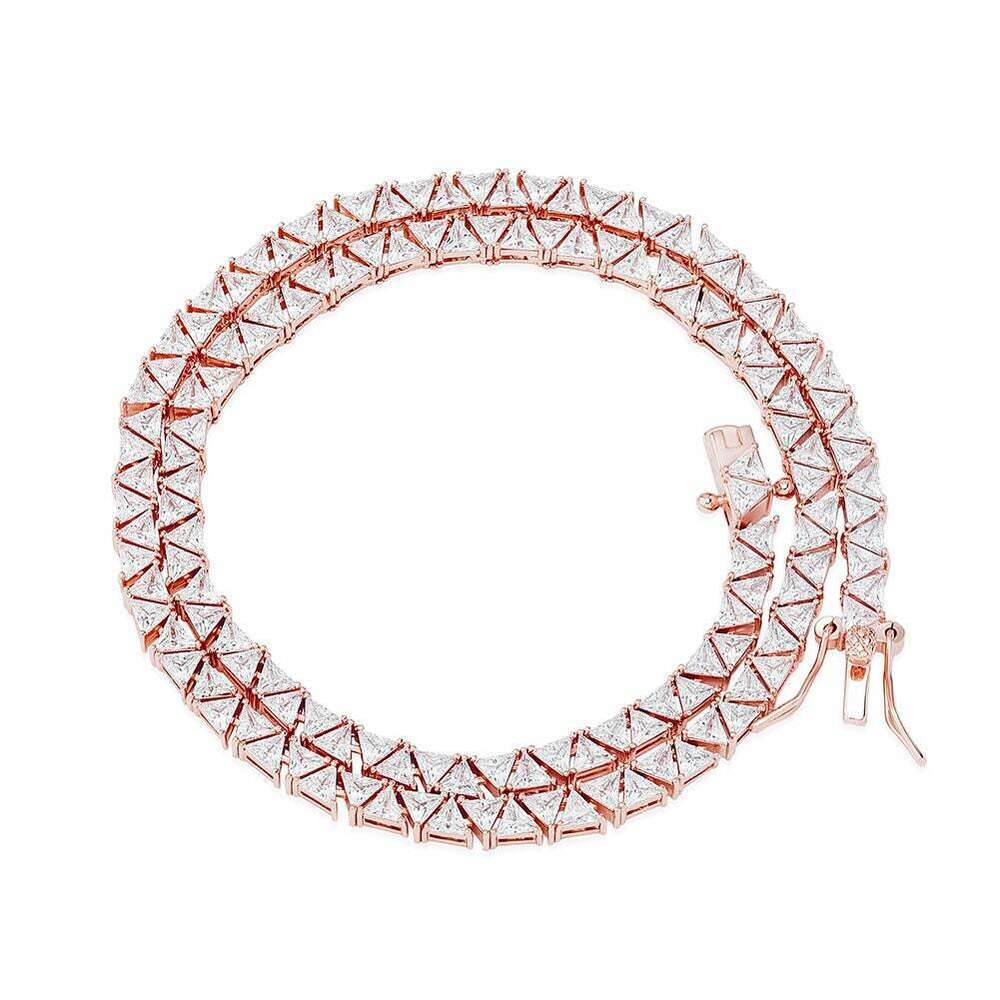 Medboo Fine Jewelry 14k Yellow Gold Vvs1 d Moissanite Tennis Necklace 5mm Tennis Chain New Triangular Jewellery Gift