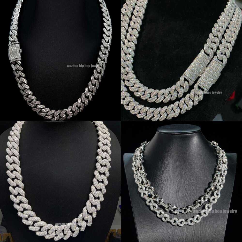 Custom Crazy Thick k Chain Sterg Sier Tester Pass 4 Rows Eent Cut Dia Moissanite Cuban Necklace
