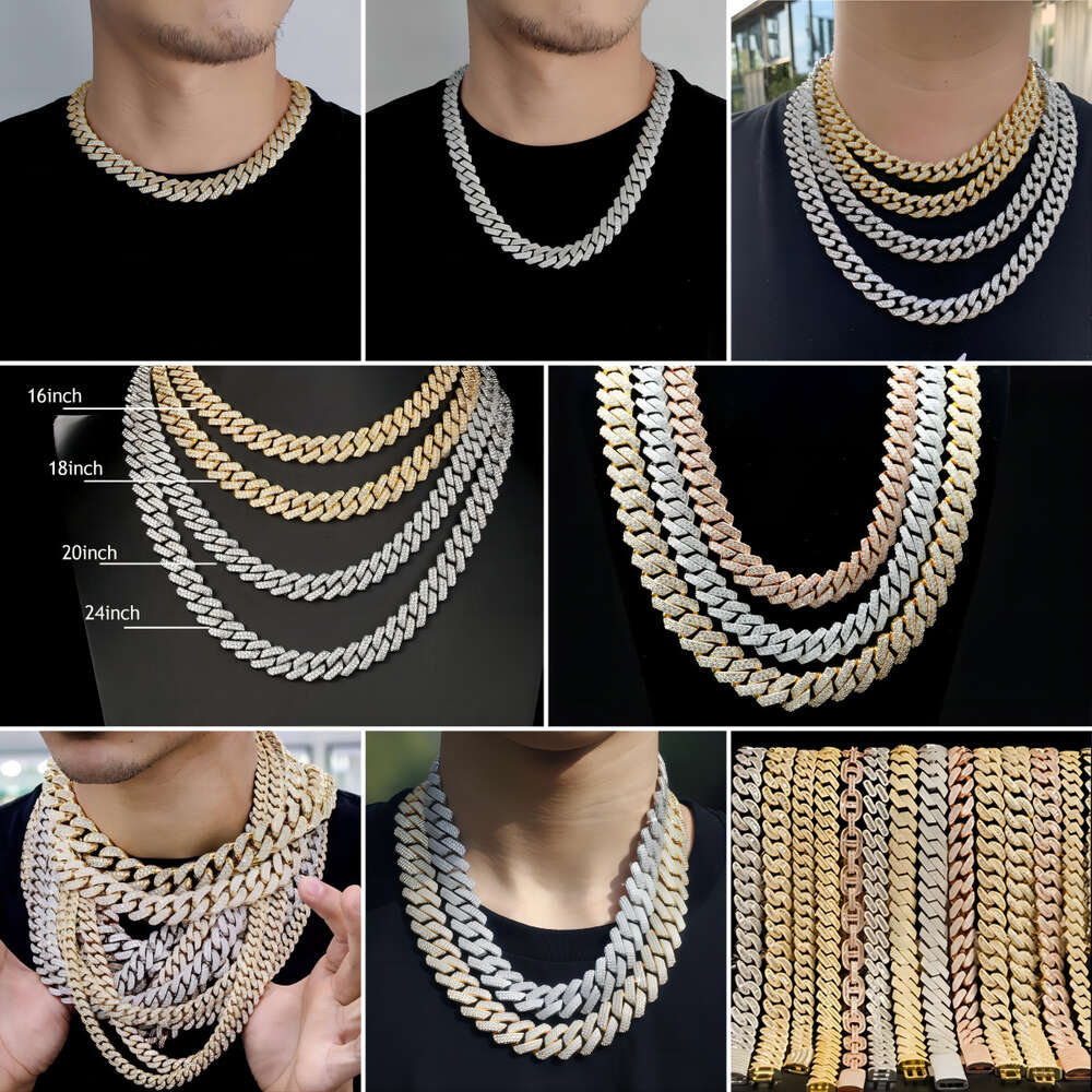 Factory Custom 10k Solid Gold 22mm 8 Vvs Moissanite Cuban Link Bracelet Iced Out Bling 925 Sterling Silver Hip Hop Link Chain
