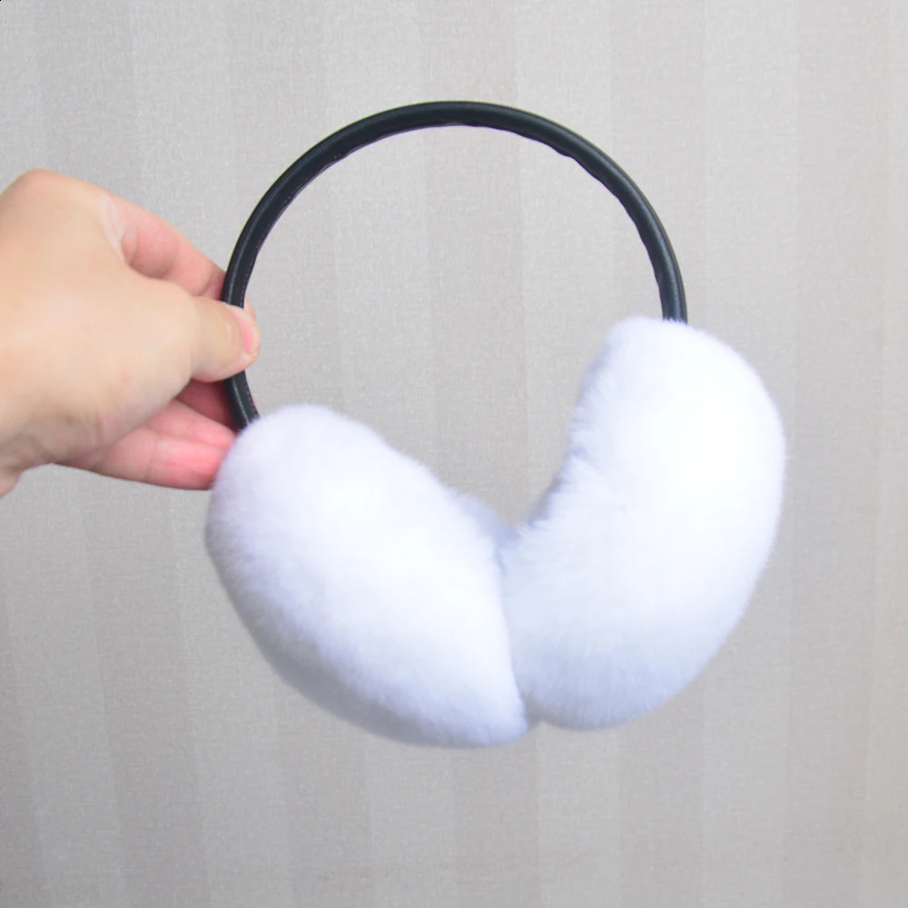 Rex Rabbit Fur Hang Ear Cover Warm Winter Earmuffs Headwear Ear Muffs Fur Earmuffs Cold Ear Warmer Fold Ear Protection Headband 240724