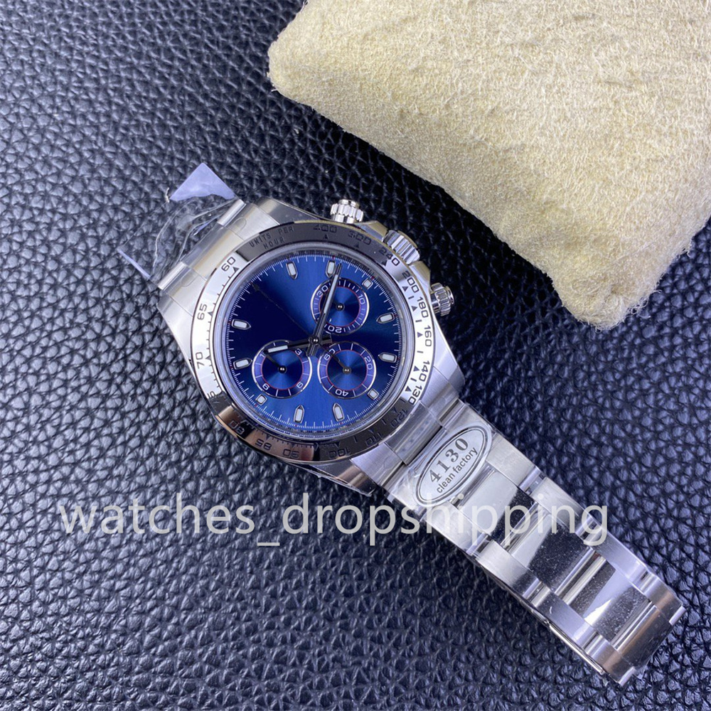Super Edition 40mm Blue Dial CleanF Men's WatchAutomatic ETA 4130 Chronograph movement 904L Steel bracelet waterproof 116509 CF Watches