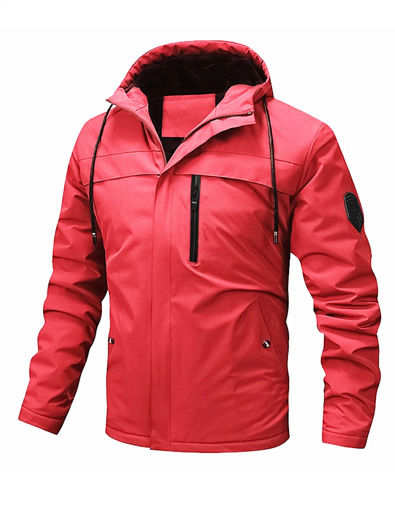 Autumn Windbreaker Jacket for Men Solid Color Zipper Hooded in Outerwears Fashion Casual Outdoor Mens Jackets 240802