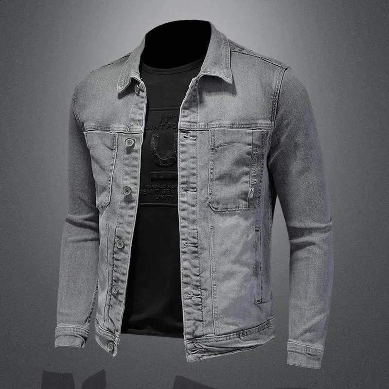 SpringSummer Classic Solid Color Retro Cowboy Jacket Mens Casual Loose Comfortable High Quality Coat 240824
