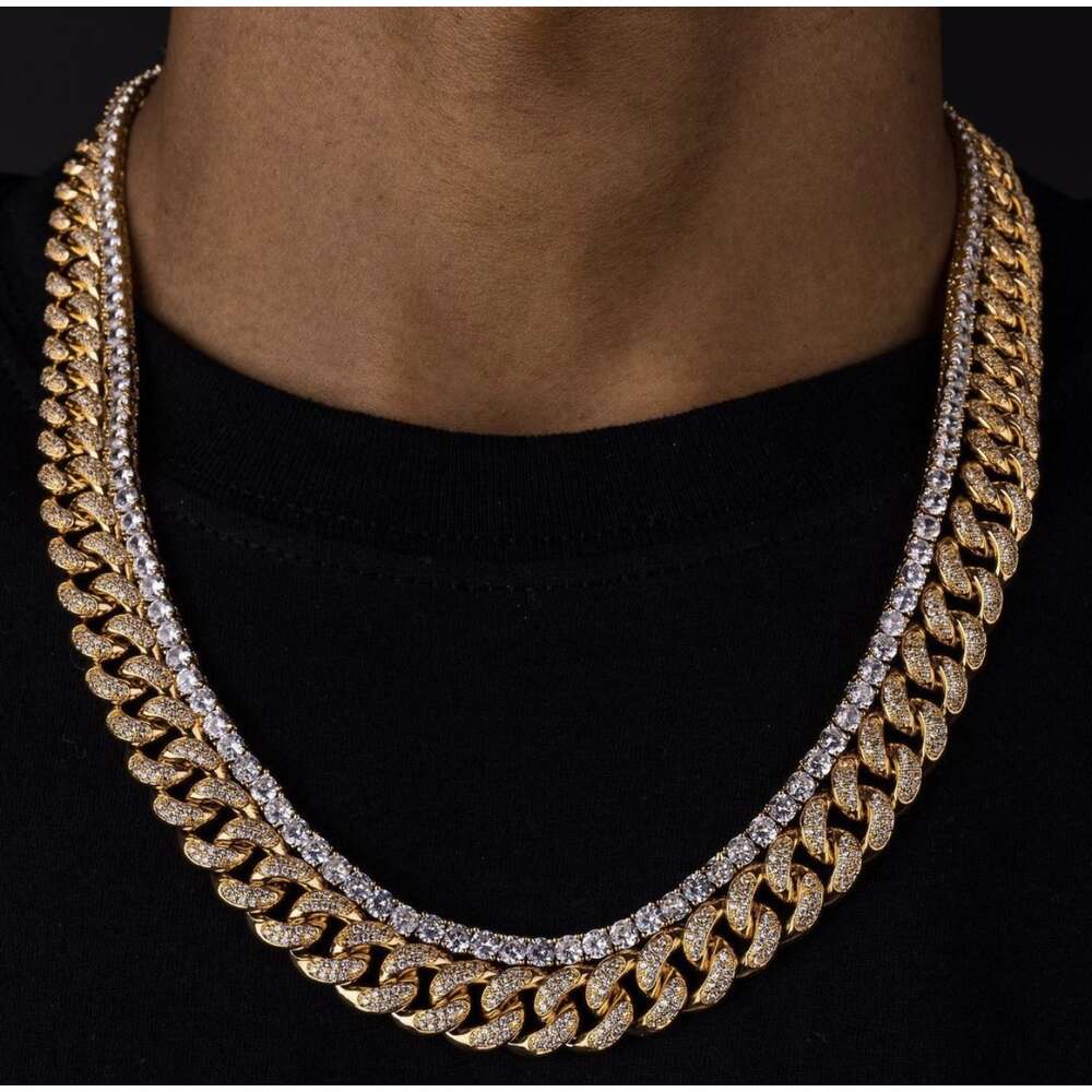 Custom Sterling 925 Silver Hip Hop 20mm Cuban Chain Moissanite Diamond Iced Out Necklace