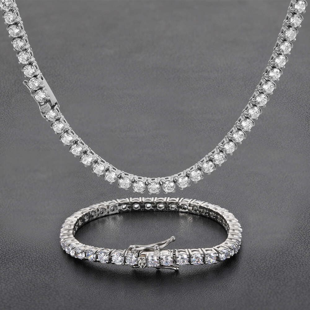 2024 High Quality 14k 10k Yellow Gold 925 Sterling Silver d Vvs Moissanite Chain Tennis Necklace for Women