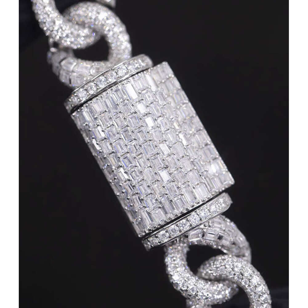 with Gra Customized Fashion Chain Gold Plated Sterling Silver Vvs Moissanite Diamond Iced Out Cuban Chain Links for Rapper Gift