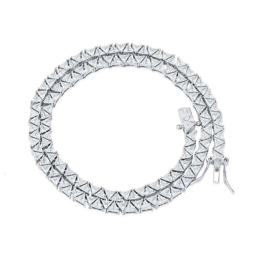 Medboo Fine Jewelry 14k Yellow Gold Vvs1 d Moissanite Tennis Necklace 5mm Tennis Chain New Triangular Jewellery Gift