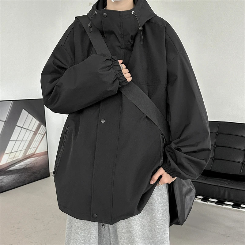 Spring casual hoodie mens street clothing waterproof goods jacket loose oversized womens fashionable 240812