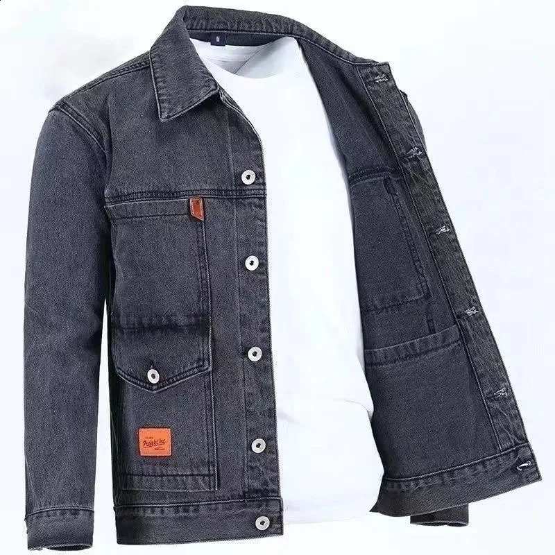 Spring and Autumn Fashion Trend Solid Color Denim Jacket Mens Casual Loose Comfortable Large Size High Quality Coat 240802