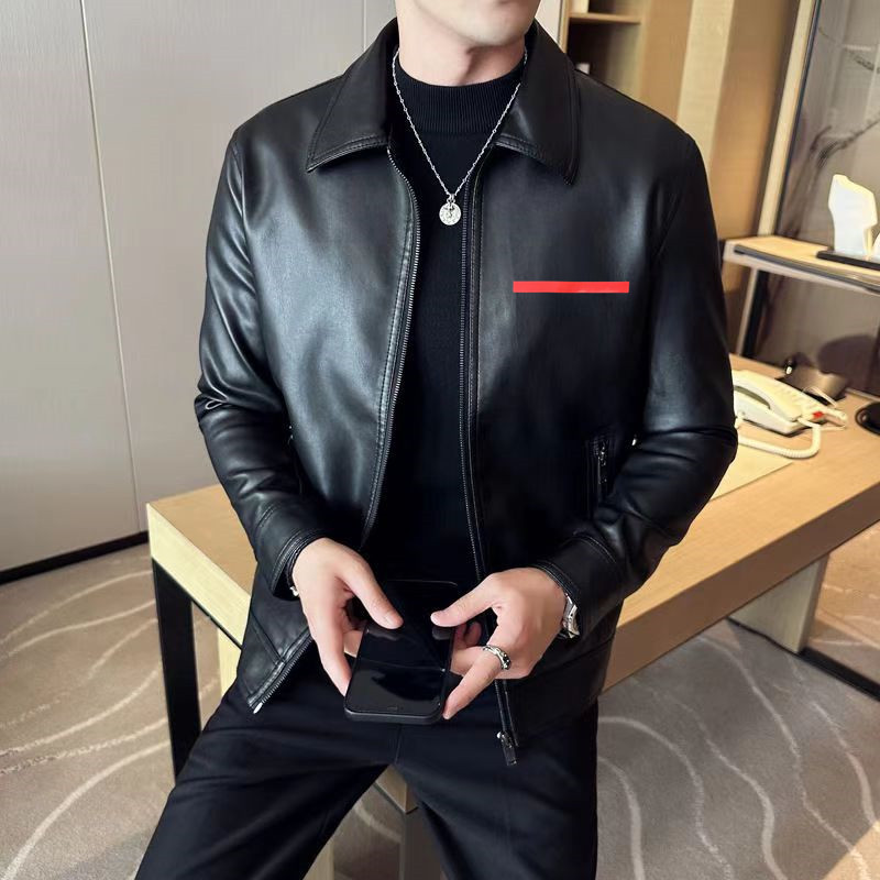 Designers PU Leather Jacket For Men's Jackets Mens Spring and Autumn Fashion Stand Collar Faux Leather Jacket Solid Color Man Casual Leather Coats Motorcycle