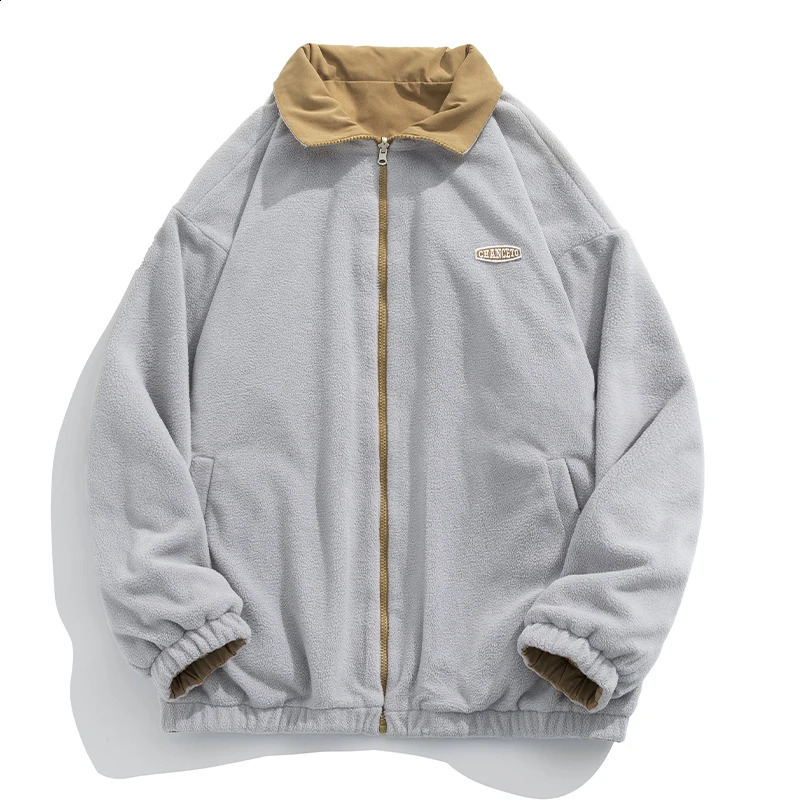 HANLU mens doublesided jacket casual fashion stand collar autumn and winter warm clothes zipper wool 240824