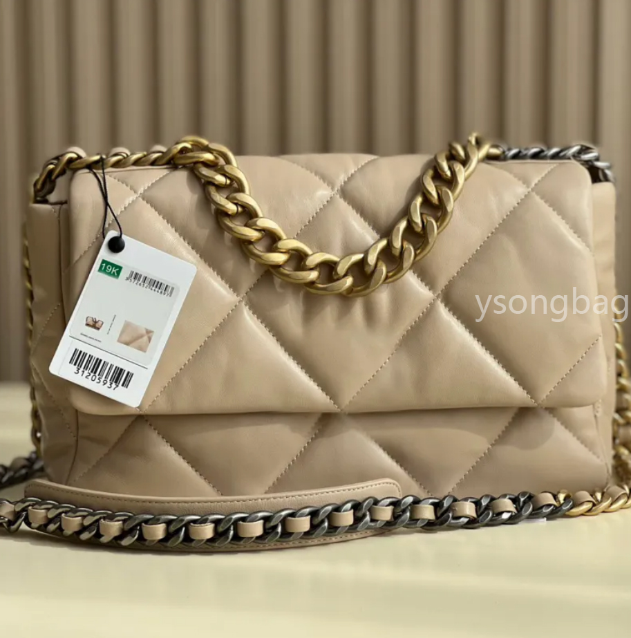 10A Designer Bag Goat Skin Flap Purse Gold and Silver Stitching Chain Handbags Diamond Lattice