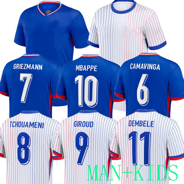 2024 Maillot De Foot FRENCH Full Sets Soccer Jerseys KANTE GIROUD MBAPPE GRIEZMANN Camavinga women Equipe Maillots Kids Football Shirt HOME AWAY FAN TCHOUAMENI