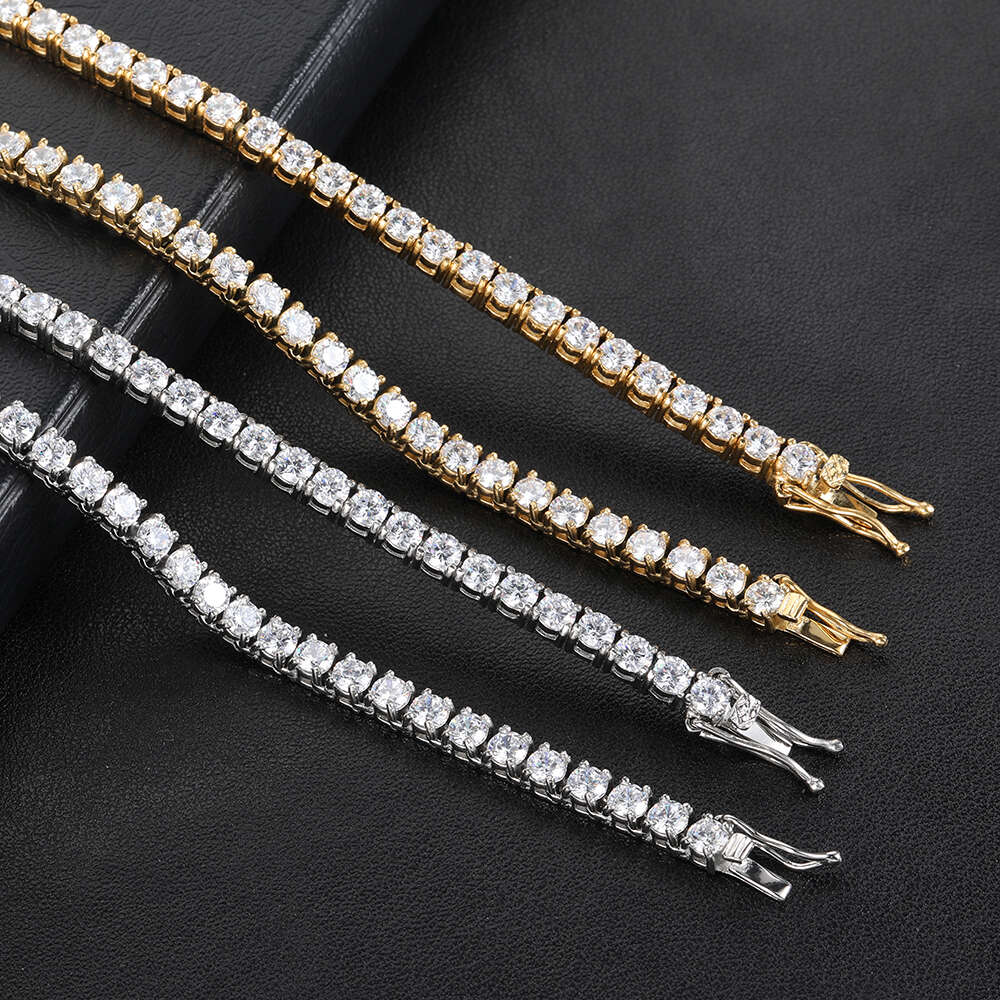 2024 High Quality 14k 10k Yellow Gold 925 Sterling Silver d Vvs Moissanite Chain Tennis Necklace for Women