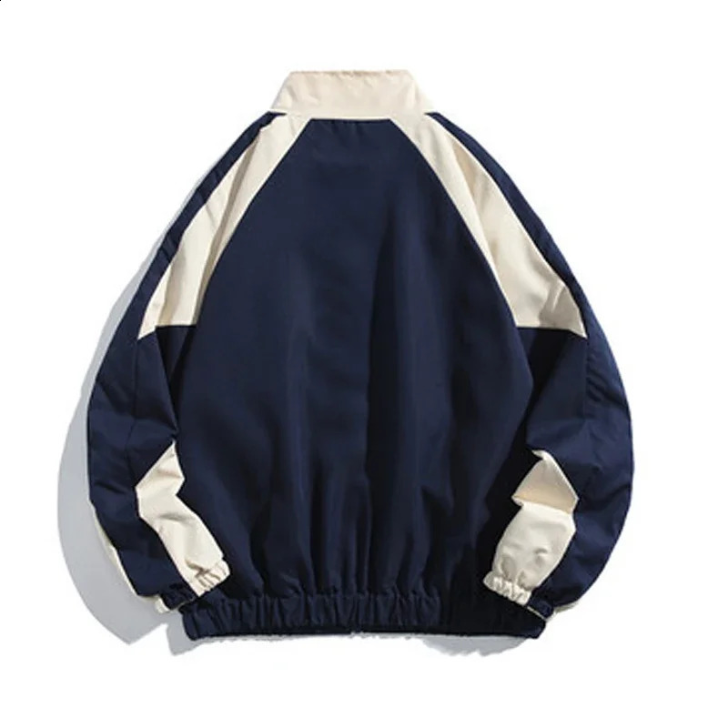 Japanese colored vertical collar mens jacket Harajuku fashion loose casual baseball set couple high street oversized 240812