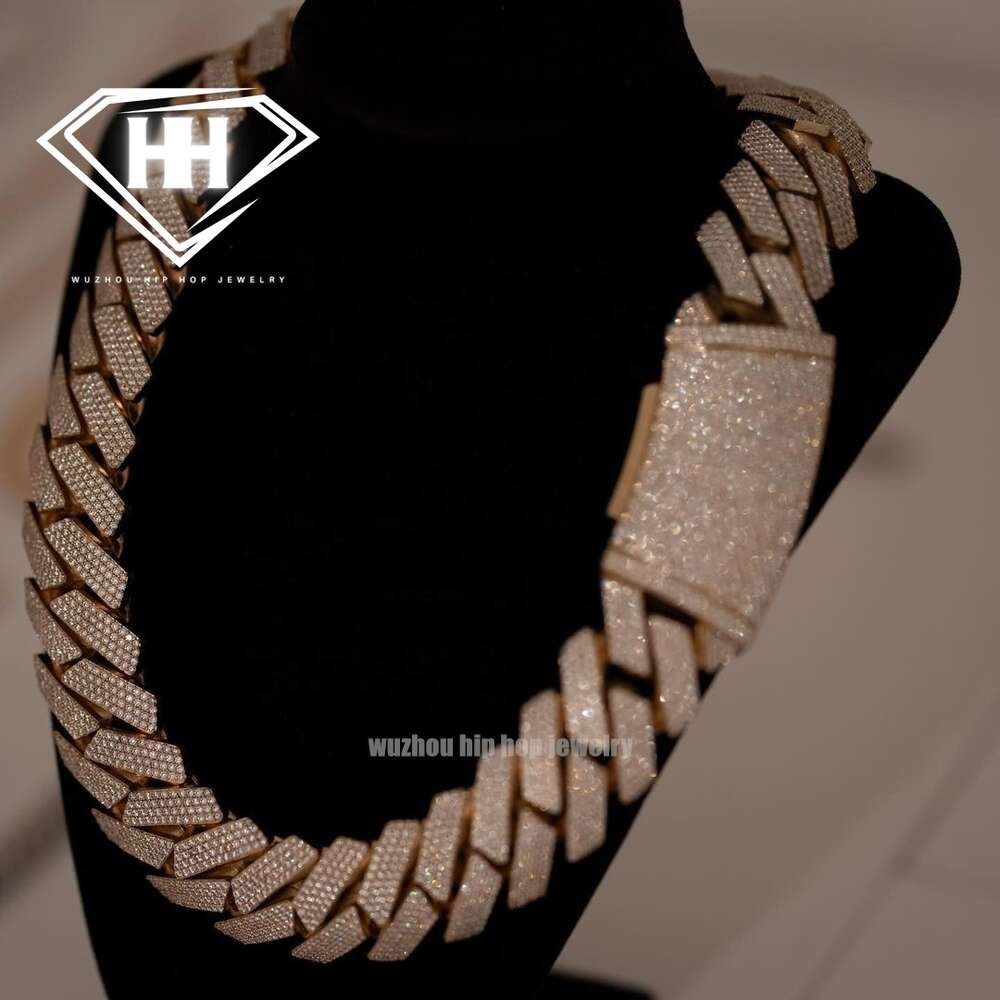 Custom Crazy Thick k Chain Sterg Sier Tester Pass 4 Rows Eent Cut Dia Moissanite Cuban Necklace