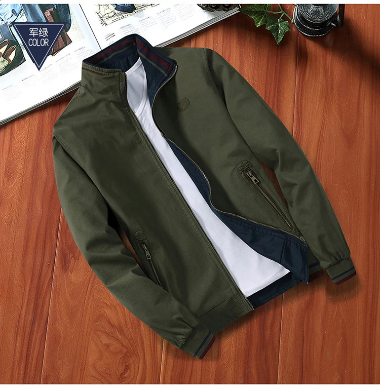 Mens windproof cotton zipper jacket mens baseball pilot bomber casual slim fit solid doublesided wearresistant autumn 240812