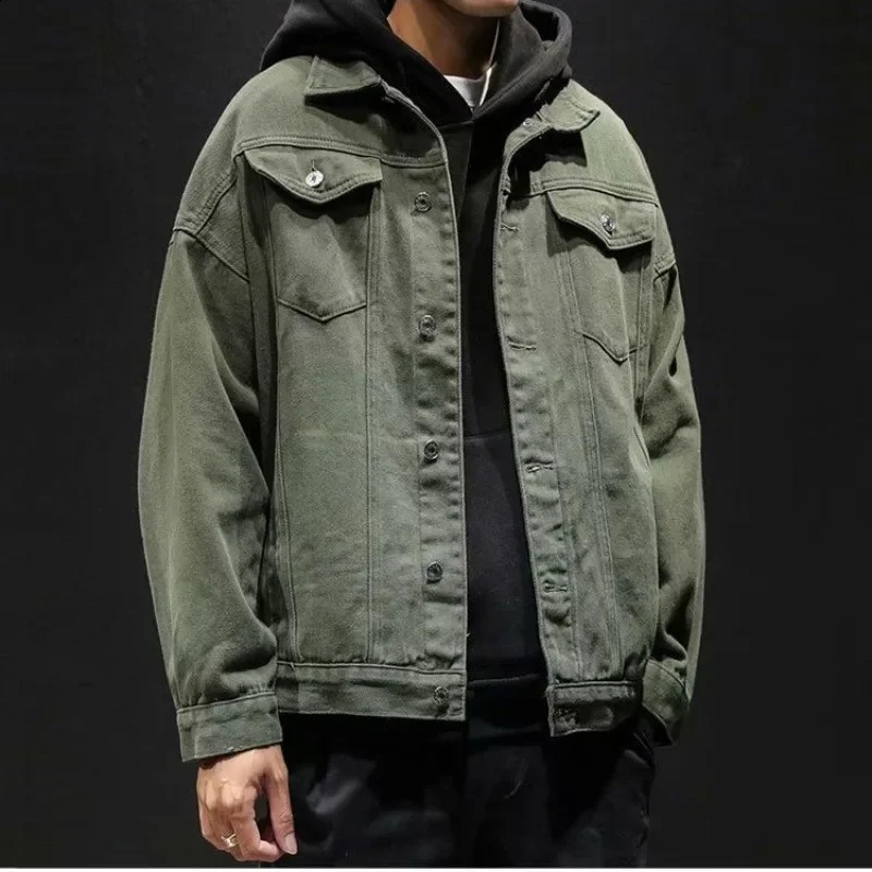 Mens Denim Jacket Autumn Male Jean Coats Black Cargo Big Size Menswear Korea High Quality Trendy Large Fast Delvery Outwear Y2k 240802