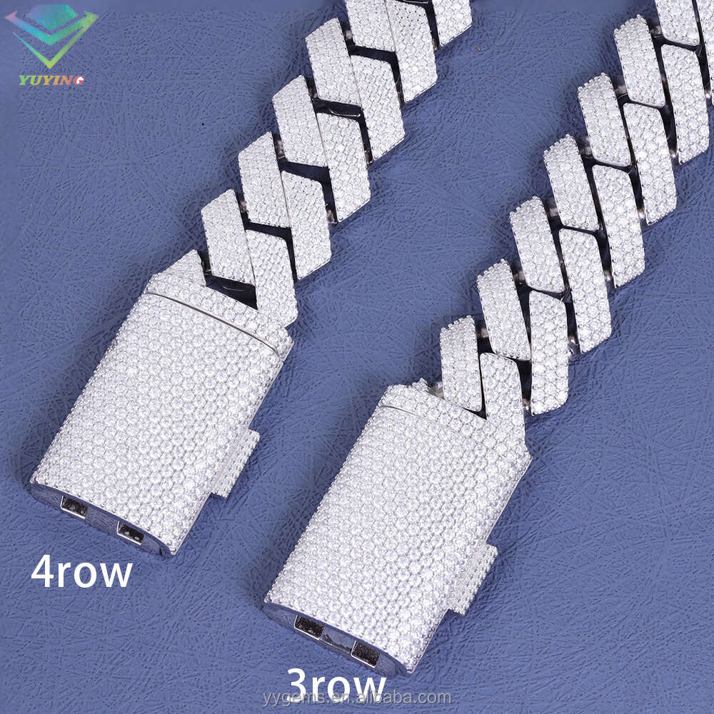3rows 4rows 16mm 20mm Fine Jewelry S Sier Ice Out Moissanite Cuban k Chain Mans Hip Hop Necklace
